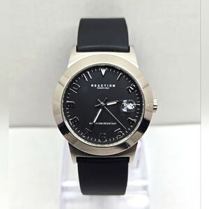 Vintage Mens Kenneth Reaction Silver Tone Quartz Date Watch New Battery RK1001